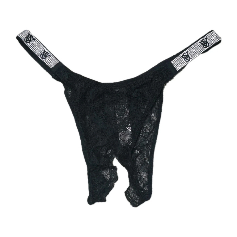 Victoria's Secret Bombshell Shine Strap Brazilian Crotchless Panty Medium
